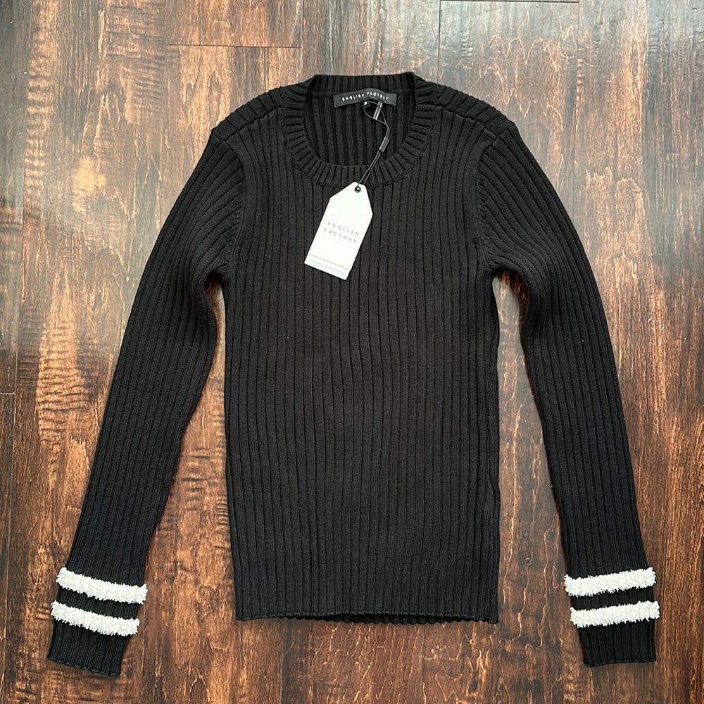 English Factory Knitted Contrast Boucle Sweater- women’s extra small